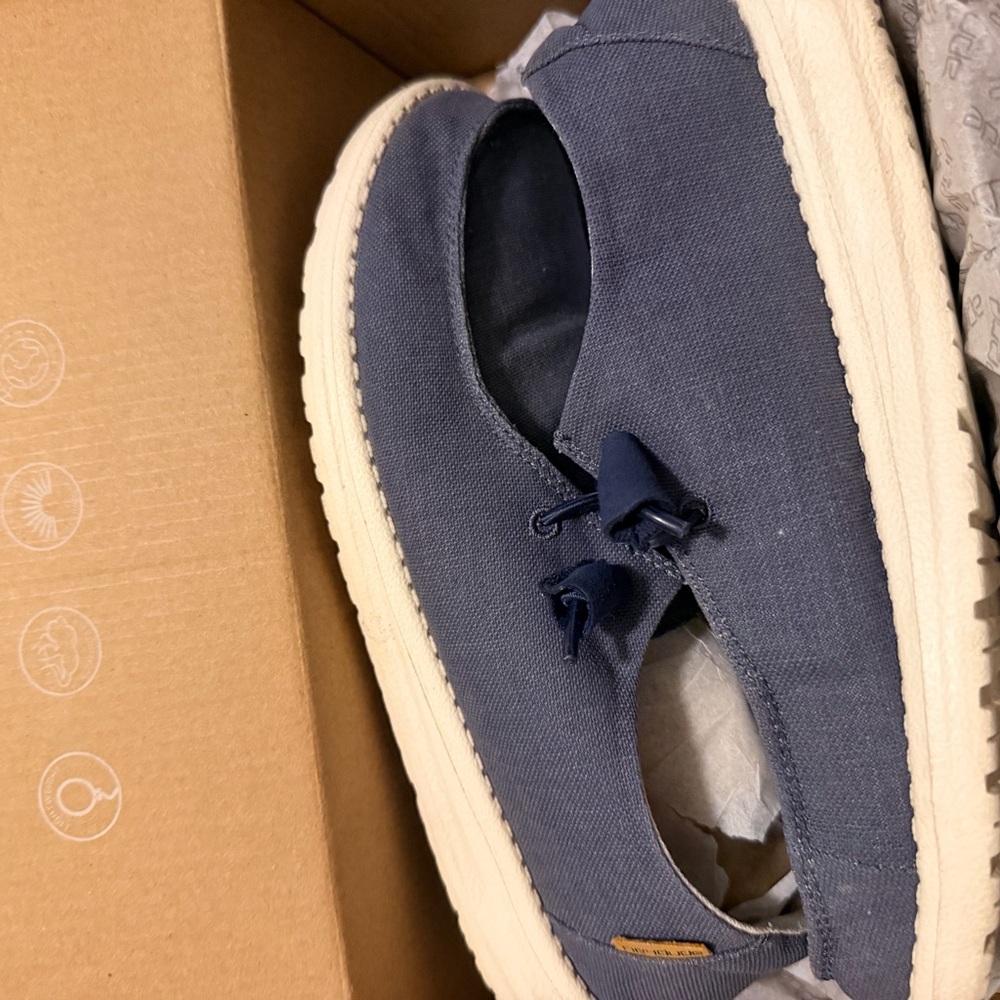 Hey Dude Navy Canvas Women's Slip-Ons
